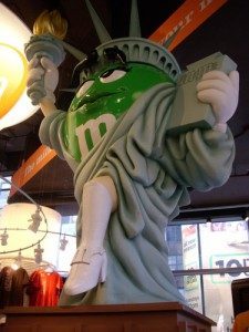 Green dressed up as the Statue of Liberty. You know, in case you forget that you\'re in New York City while you\'re in the middle of Times Square.