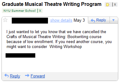 Cancelled - Crafts of Musical Theatre: Bookwriting